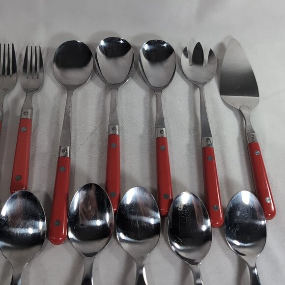 51 IKEA Red Stainless Steel Cutlery Flatware Serving Utensils Fork Spoon Knife - Picture 5 of 14